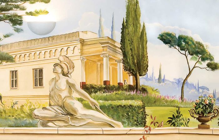 Piscina coperta Pittura murale Wellness Benessere Tirolo Residence Sissi