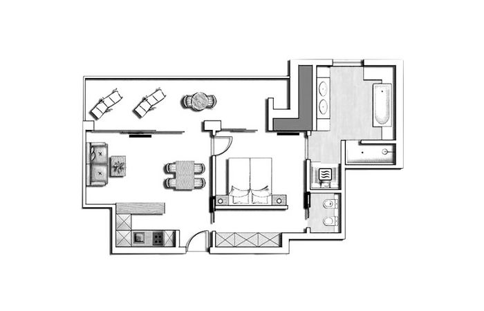 Residence Sissi vacanza Tirolo appartamento tipo Noblesse pianimetria della camera