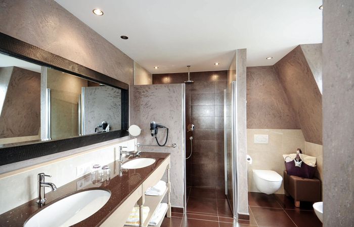 Residence Sissi Urlaub Wohnen Appartement Typ Prestige Badezimmer Doppelwaschbecken