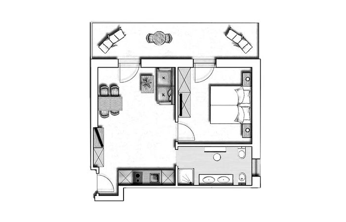 Residence Sissi Urlaub Dorf Tirol Appartement Typ Harmony Skizze