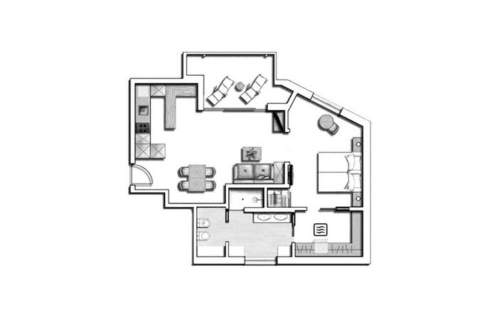 Residence Sissi Urlaub Dorf Tirol Appartement Typ Golden-Art Skizze