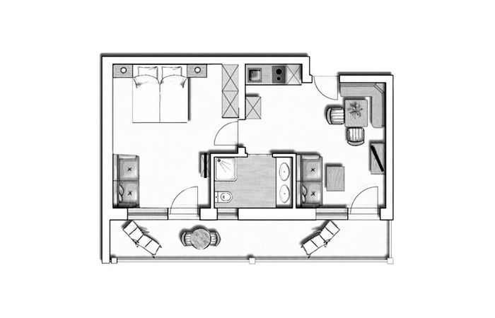 Residence Sissi Urlaub Dorf Tirol Appartement Typ Queen Skizze